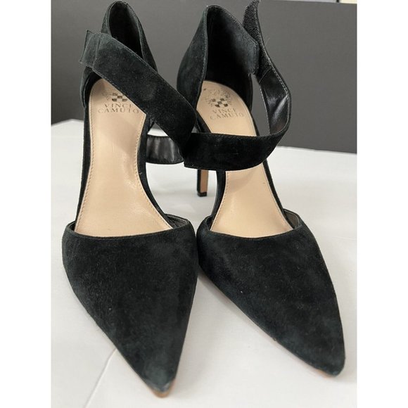 Vince Camuto Carlotte Black Suede High heels size 9 Pointed Toe - Picture 1 of 10